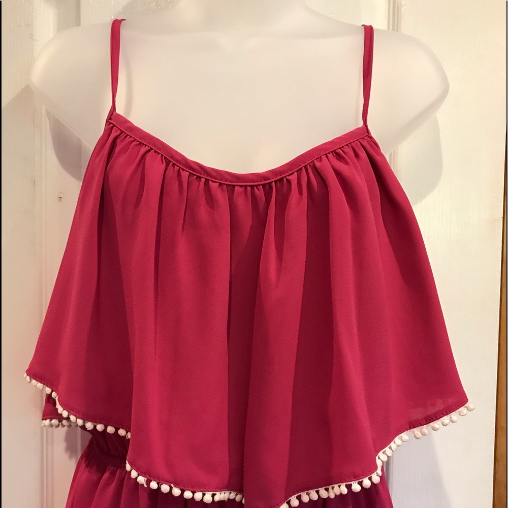 Magenta Mini Dress Sz 8 - 10 Medium NWT 
w/White Cotton Ball Tassels - Picture 6 of 16